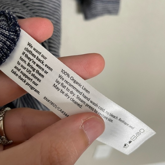 Eileen Fisher Blue Stripe V Neck Shirt XS - Picture 3 of 5